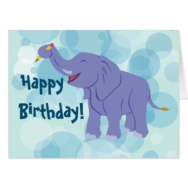 Happy Elephant Big Card (Front Horizontal)