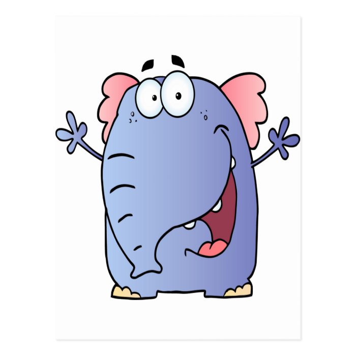 Happy Elephant Cartoon Character Postcard