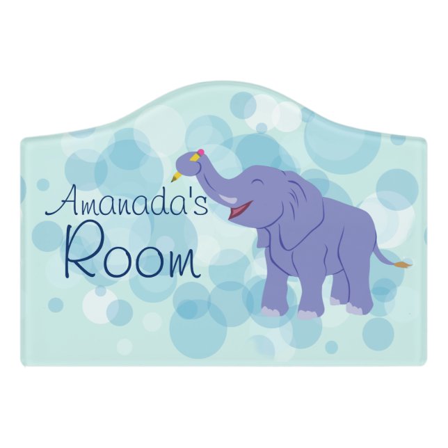 Happy Elephant Door Sign (Small Crest Front)