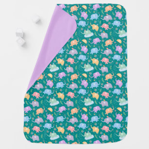 Happy Elephant Garden Party w Umbrellas Flowers Baby Blanket