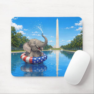 Happy Elephant in the Reflecting Pool Mouse Pad