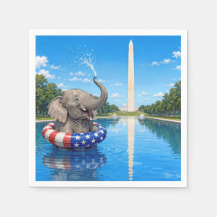 Happy Elephant in the Reflecting Pool Napkins