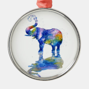 Happy elephant metal ornament