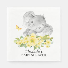 Happy Elephant Neutral Baby Shower Paper Napkins