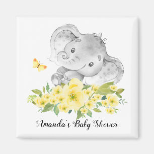 Happy Elephant Neutral Shower Favor Magnet