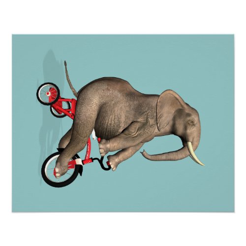 Happy Elephant On Tricycle Poster