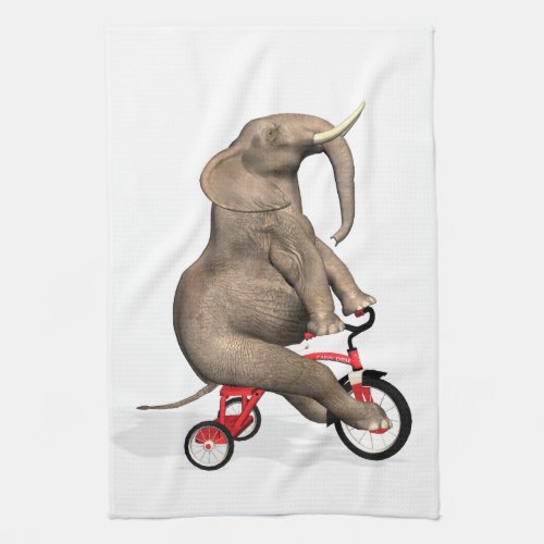 Happy Elephant On Tricycle Towel