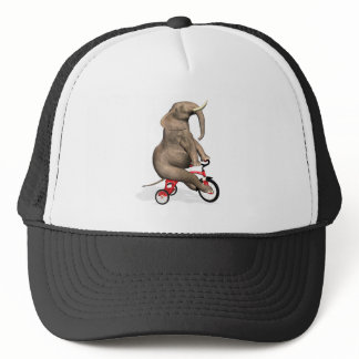 Happy Elephant On Tricycle Trucker Hat