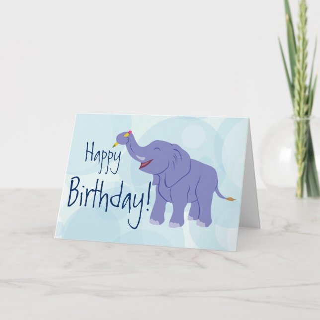 Happy Elephant (Personalize) Card (Front)