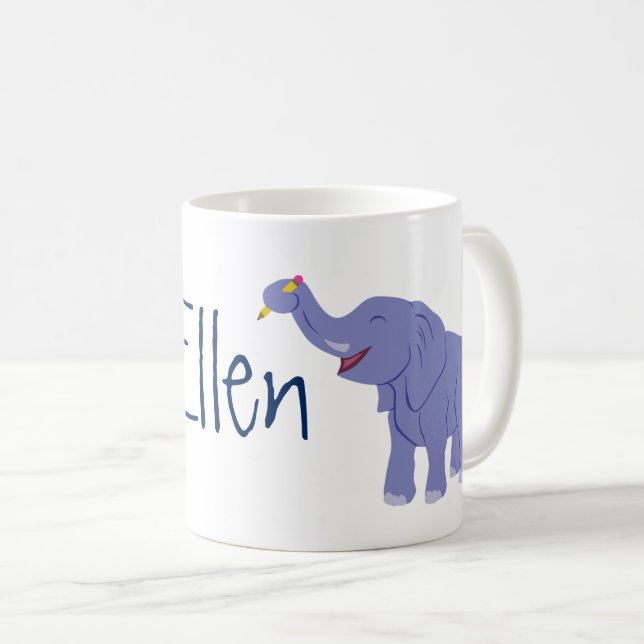 Happy Elephant (Personalize) Coffee Mug (Front Right)