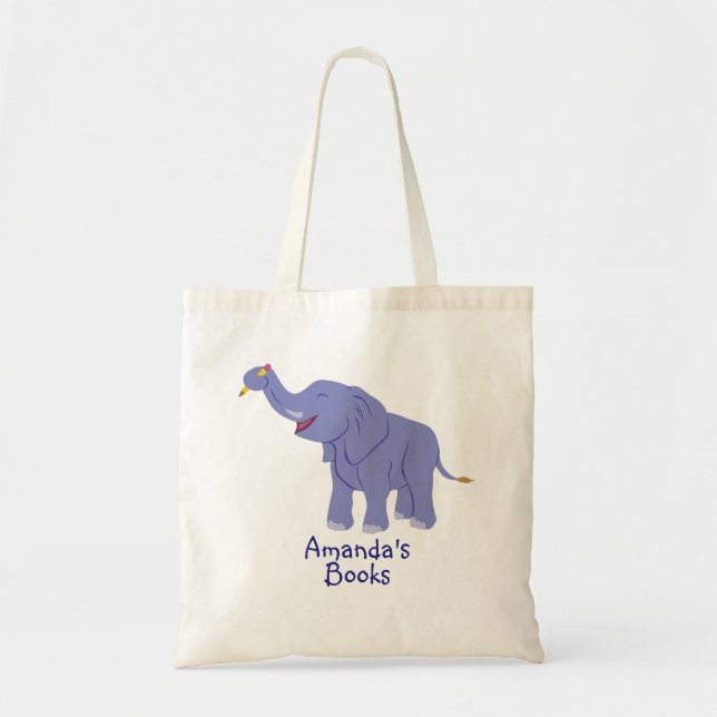Happy Elephant (Personalize) Tote Bag (Front)