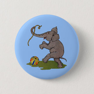 happy elephant playing with rope and ball button