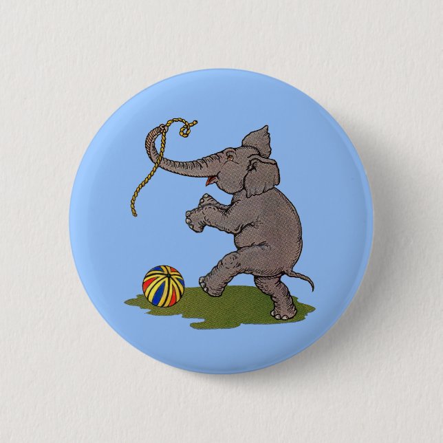 happy elephant playing with rope and ball button (Front)
