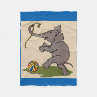 happy elephant playing with rope and ball fleece blanket