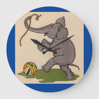 happy elephant playing with rope and ball large clock