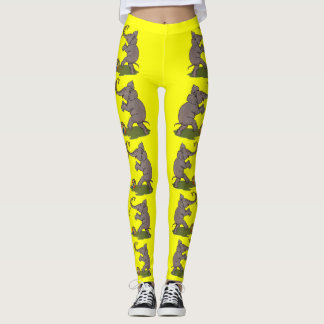 happy elephant playing with rope and ball leggings