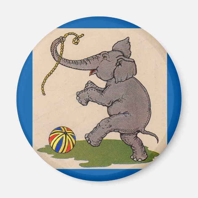 happy elephant playing with rope and ball magnet (Front)