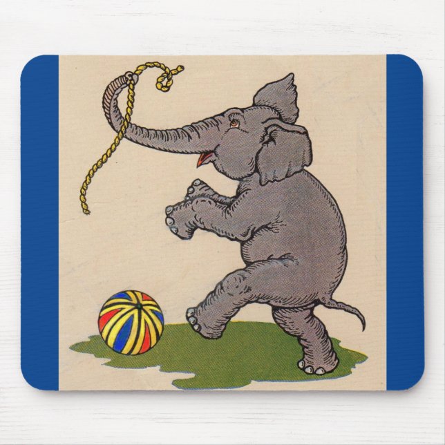 happy elephant playing with rope and ball mouse pad (Front)