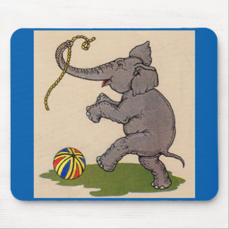 happy elephant playing with rope and ball mouse pad