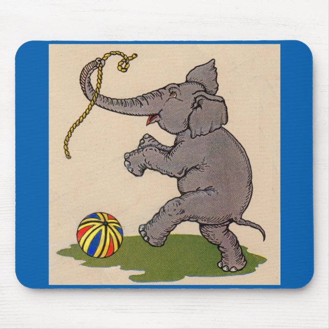 happy elephant playing with rope and ball mouse pad (Front)