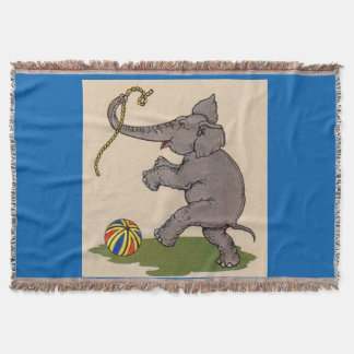 happy elephant playing with rope and ball throw blanket