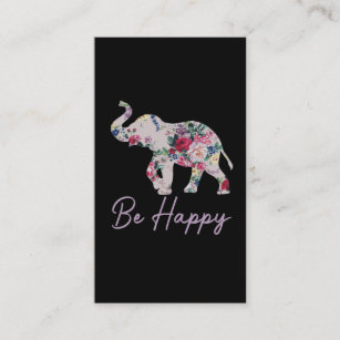 Happy Elephant Positive Inspiration Flower Business Card