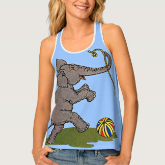 happy elephant print tank top