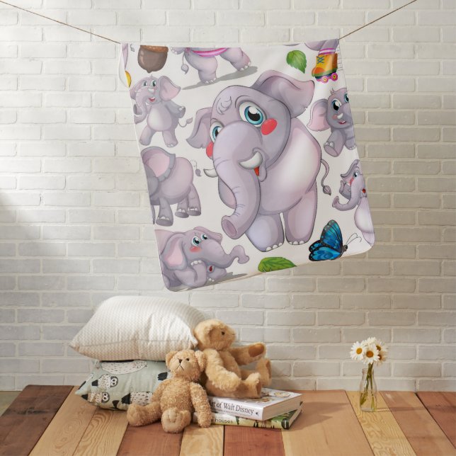 Happy Elephants Baby Blanket (In Situ)