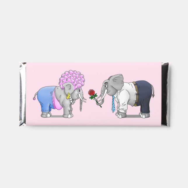 Happy Elephants Valentines Day Hershey Bar Favors (Front)