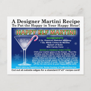 Happy Elf Christmas Martini Recipe Postcard