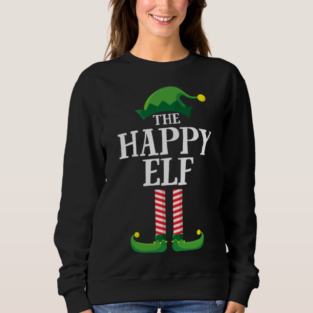 Happy Elf Matching Family Group Christmas Party Sweatshirt (Front)