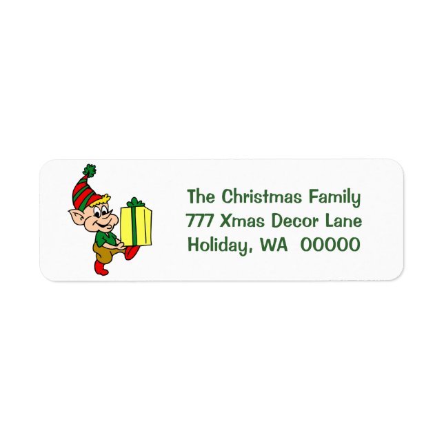 Happy Elf Merry Christmas Card Envelopes Address Label (Front)