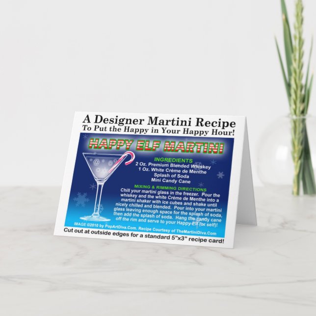 HAPPY ELF MINT CHRISTMAS COCKTAIL RECIPE CARD (Front)