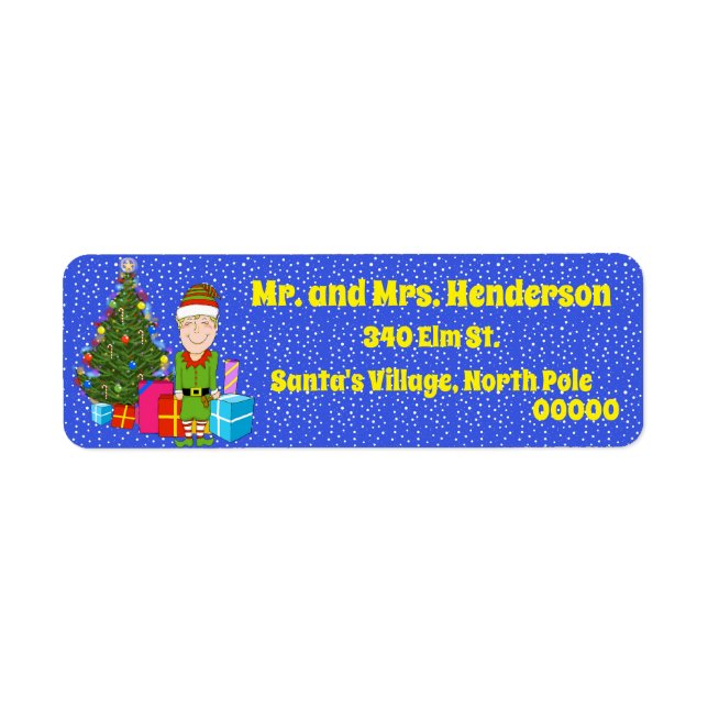 Happy Elf with Gifts Return Address Labels (Front)