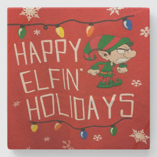 "HAPPY ELFIN' CHRISTMAS" ANIT-CHRISTMAS COASTER
