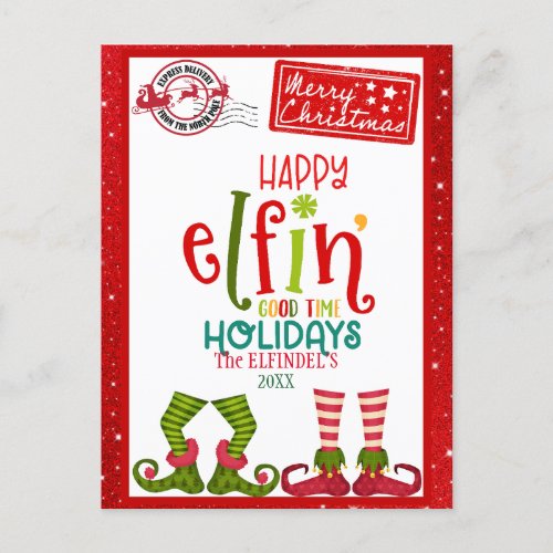 Happy Elfin Good Time Holiday Card