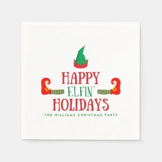 Happy Elfin Holidays Christmas Paper Napkins