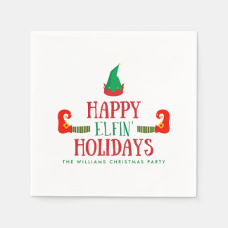Happy Elfin Holidays Christmas Paper Napkins