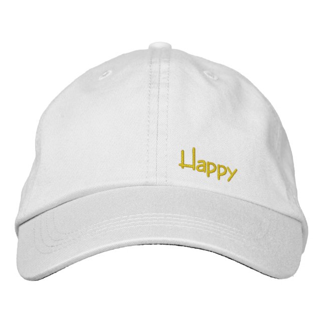 happy embroidered baseball cap (Front)
