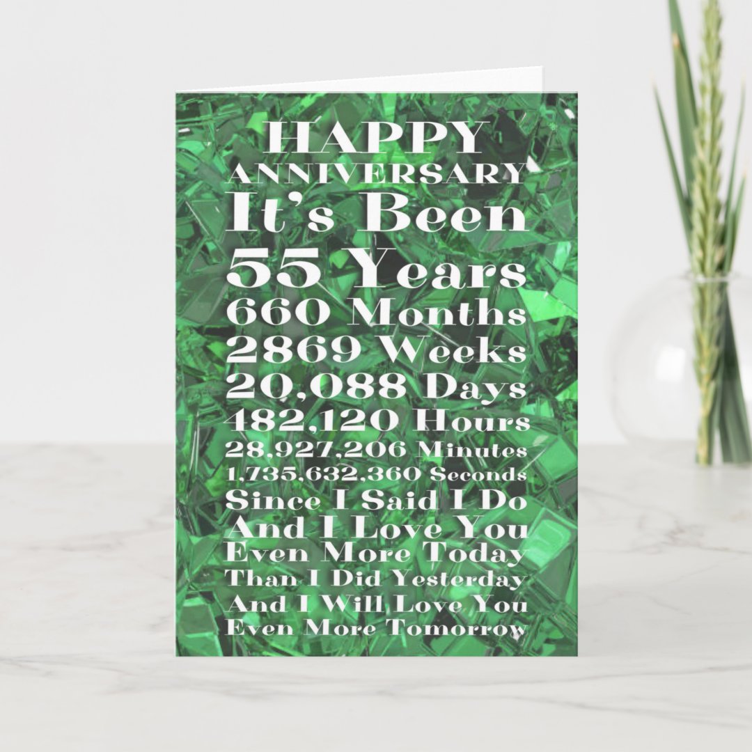 Happy Emerald 55th Wedding Anniversary Card | Zazzle