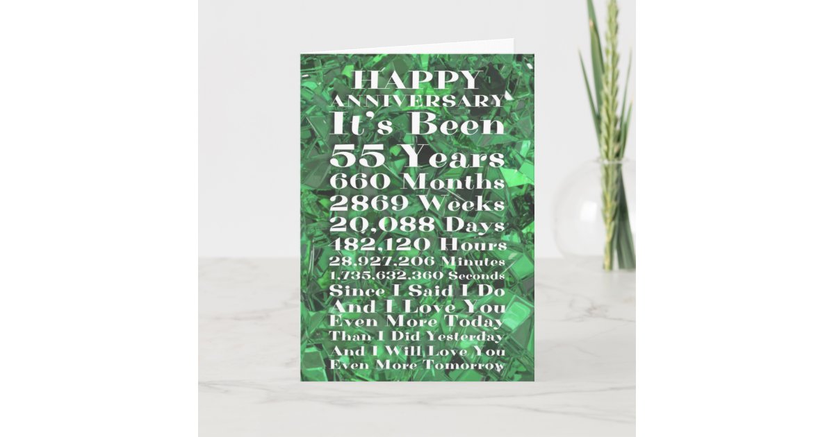 Happy Emerald 55th Wedding Anniversary Card Zazzle