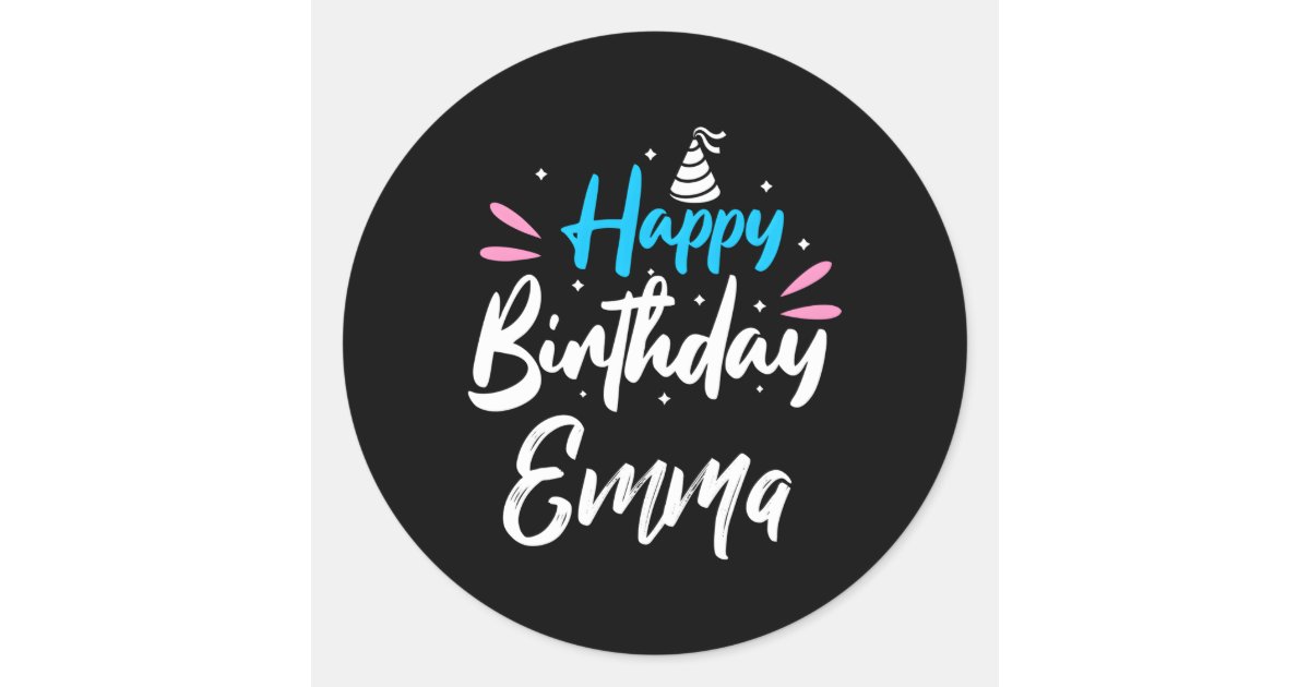 Emma Sticker Happy Emma Classic Round Sticker | Zazzle