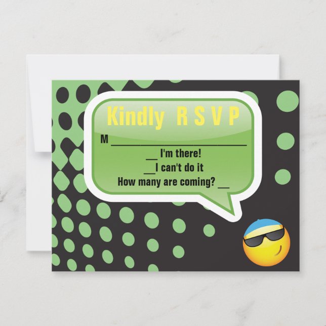 HAPPY EMOJI Bar Bat Mitzvah Reply Card (Front)