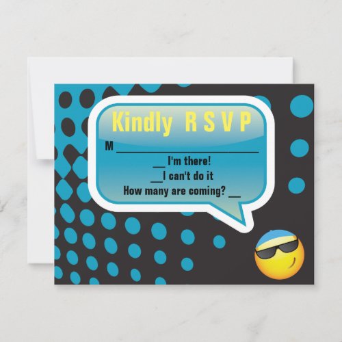 HAPPY EMOJI Bar Bat Mitzvah Reply Card_blue RSVP Card