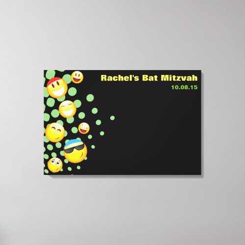 HAPPY EMOJI Bat or Bar Mitzvah Sign_In Board Canvas Print