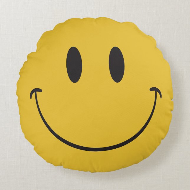 happy emoji round pillow (Front)