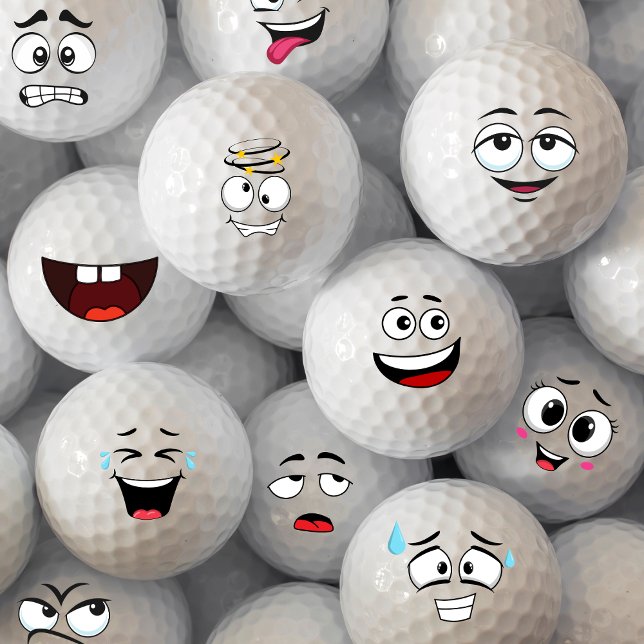 Happy Emoticon Golf Balls (Golf Balls Emotion Face)