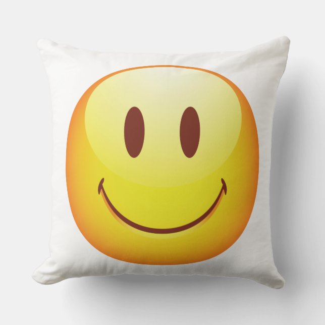 Happy Emoticon Throw Pillow (Front)