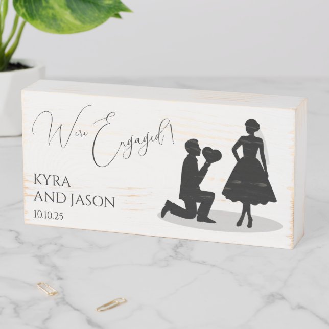 Happy Engagement Wooden Box Sign (In Situ Horizontal)
