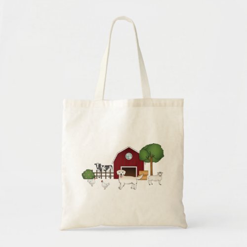 Happy English Cream Golden Retriever At A Farm Tote Bag